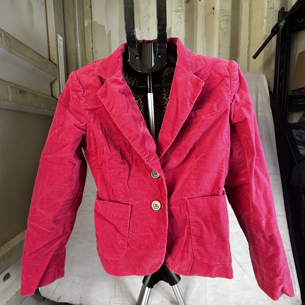 Charter Club Blazer Jacket Women's Pink Corduroy Notch Lapel Single Breasted